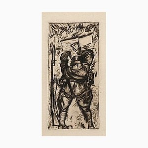 Anselmo Bucci, Reading Soldier, Etching on Paper, 1918