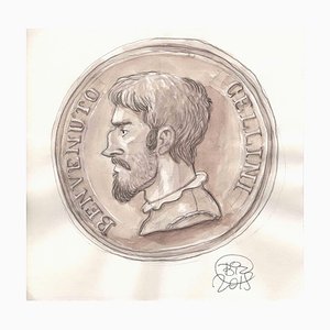 Vincenzo Bizzarri, Benvenuto Cellini on Coin, Illustration, 2015