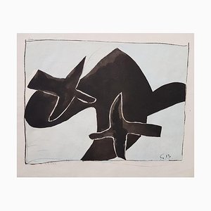 Lithographie d'Après Georges Braque, Les Oiseaux Noirs, 1958