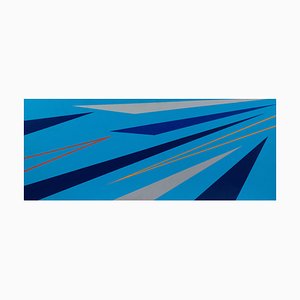 Huile sur Toile, Marcello Grottesi, Composition Bleue, 1977