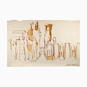 Reynold Arnould, Vista de Luxor, dibujo con rotulador, 1967