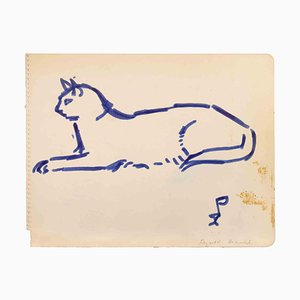 Reynold Arnould, Katze, Zeichnung, 1970