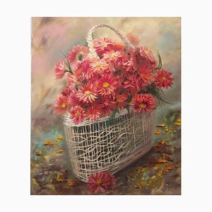 Elena Mardashova, Coral Flowers, Pintura al óleo, 2023