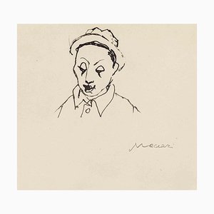 Mino Maccari, Portrait, China Ink, Mid-20th Century