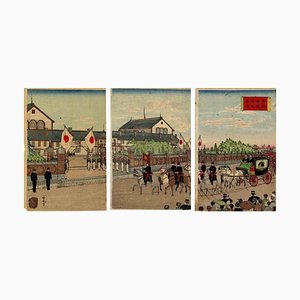 Ginko Adachi, La apertura de la dieta temporal, grabado en madera, década de 1890