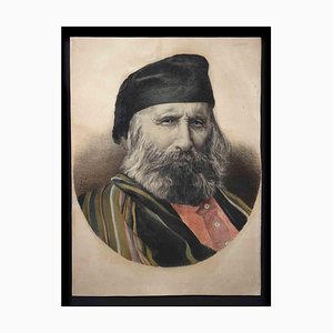 Desconocido, Retrato de Giuseppe Garibaldi, Litografía, Principios del siglo XX