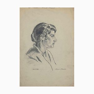 Mino Maccari, Retrato de mujer, Dibujo, Mediados del siglo XX