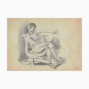 Mino Maccari, Portraits de Femme, Dessin, Milieu du 20e Siècle