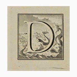 Luigi Vanvitelli, Buchstabe des Alphabets D, Radierung, 18. Jh.