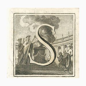 Aguafuerte, Letra del Alfabeto S, Varios Artistas, Siglo XVIII