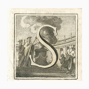 Various Artists, Letter of the Alphabet S, Original Etching, 18th Century