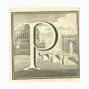 Luigi Vanvitelli, Letter of the Alphabet P, Etching, 18th Century