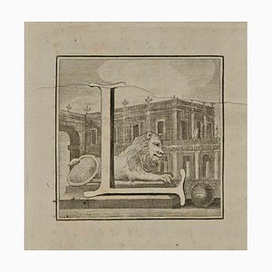 Luigi Vanvitelli, Letter of the Alphabet L, Etching, 18th Century