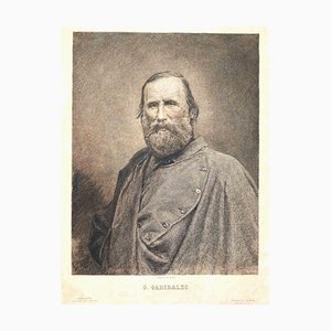 Celestino Turletti, Portrait of Giuseppe Garibaldi, Lithograph, 19th Century