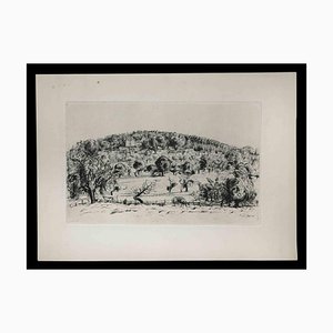 Henry Verger-Sarrat, French Landscape, Etching, 20th Century