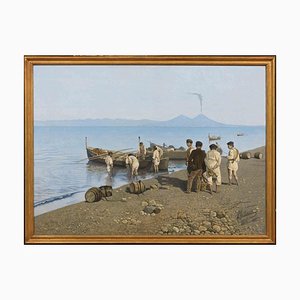 Giovan Battista Filosa, El regreso de la pesca, pintura al óleo, 1908