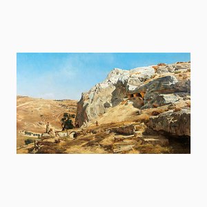 Carl Schirm, Rock Tombs Outside Jerusalem, Oil Painting, 1884