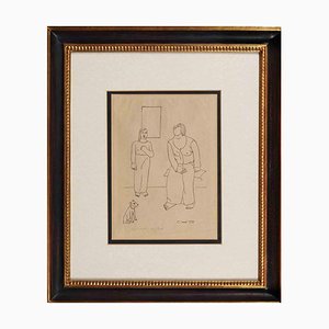 Carlo Carrà, The Acrobats, Lithograph, 1922, Framed