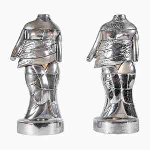 Miguel Berrocal, Mini Karyatiden, Metallskulpturen, 1960er, 2er Set