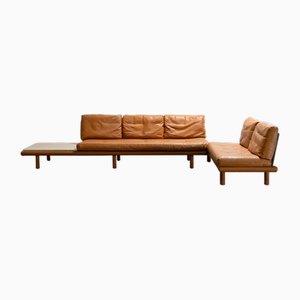 Corner Sofa in Leather and Travertine by Franz Köttgen for Kill International, 1960s, Set of 2