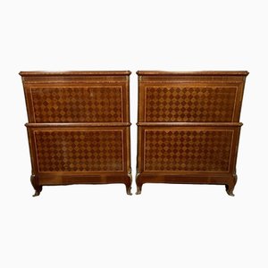 Louis XV Style Center Beds in Marquetry, Set of 2