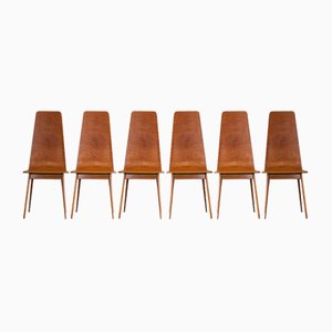 Vintage Italian Dining Chairs in Wood by Sineo Gemignani, 1940s, Set of 6