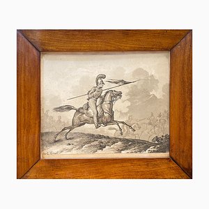 Carle Vernet, Cavaliere al galoppo, inizio XIX secolo, matita su carta, con cornice
