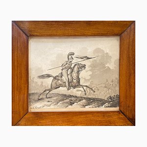 Carle Vernet, Galloping Rider, 1800s, Pencil on Paper, Framed