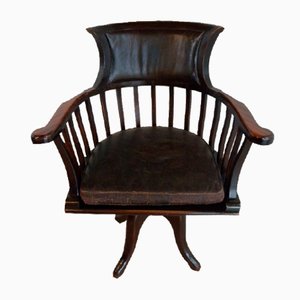 Antique Captain's Swivel Desk Chair, England, 1900s