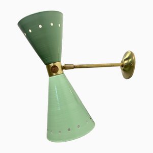 Green Brass Diablo Sconce from Stilnovo, 1950s