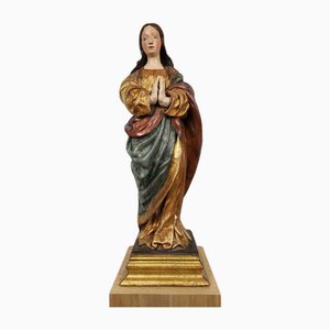 Virgen de la Inmaculada de madera policromada española de finales del siglo XVIII