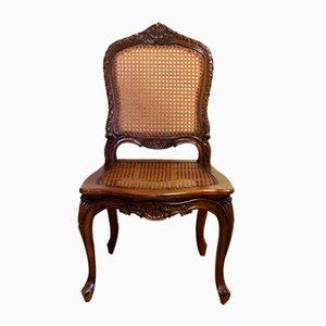 Side Chair in Carved Wood with Cane Seat