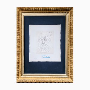 Pablo Picasso, Tete d'Homme Au Bouc, Grabado raro firmado a mano, años 70