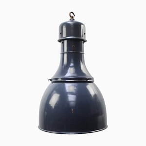 Lámpara colgante industrial vintage de fábrica esmaltada en azul