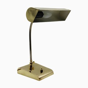 Ministerial Tischlampe aus Messing mit drehbarem Lampenschirm, 1950er