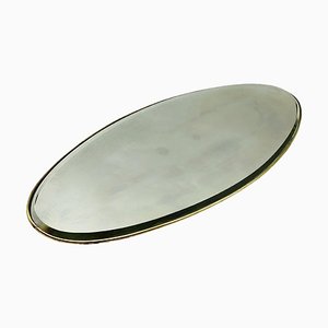 Vassoio ovale in ottone e specchio molato, anni '50