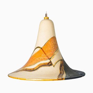 Cone Beige Orange Ceramic Pendant Light, 1970