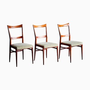 Chaises de Salle à Manger en Acajou de style Ico Parisi, 1960s, Set de 3