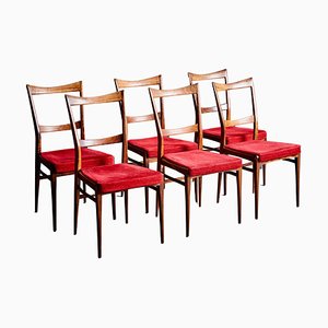 Chaises de Salle à Manger en Palissandre de style Ico Parisi, 1960s, Set de 6