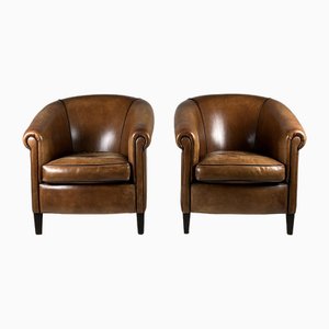 Vintage Club Chairs in Leather, Set of 2
