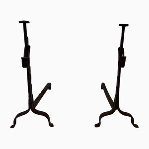 Wrought Iron Chenets, 1890s, Set of 2