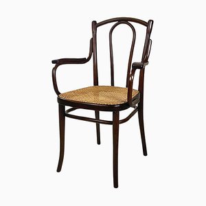 Butaca de madera y paja de Viena de Thonet, Austria, década de 1900