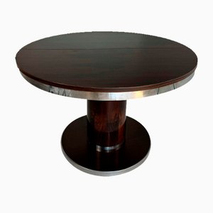 Mid-Century Extendable Round Dining Table in Rosewood and Chrome