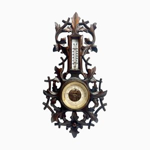Wall-Mounted Weather Station in Carved Walnut, 1910