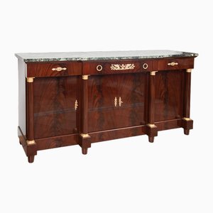 Antique French Empire Style Sideboard with Alps Green Marble Top
