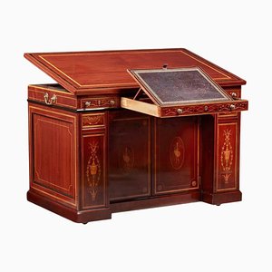 Antiker viktorianischer Schreibtisch aus Mahagoni mit Intarsien von Edwards & Roberts