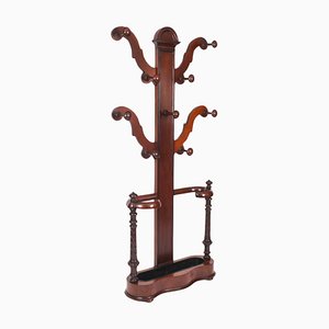 Antique Victorian Mahogany Hall Tree Umbrella Hat Coat Stand, 19th Century