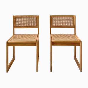 Vintage Chairs in Beech and Cannia, Set of 2