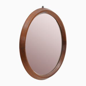 Specchio con cornice rotonda in legno, anni '60