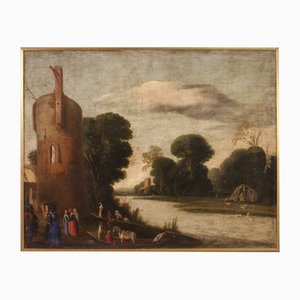 Landscape, Early 18th Century, 1720s, Oil on Canvas, Framed